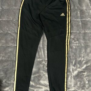Adidas Black Joggers with Gold Stripes